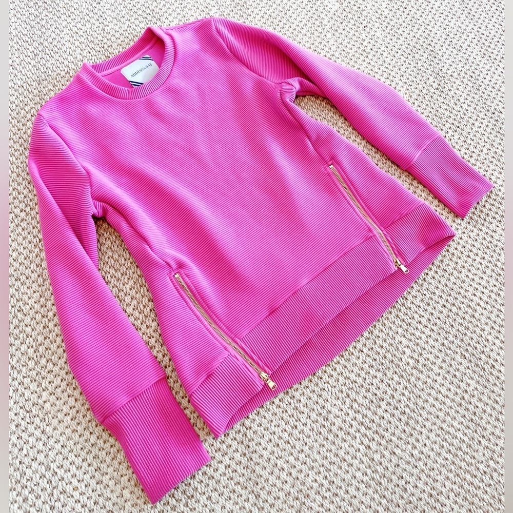 ADDISON BAY Women's The Everyday Crewneck Hot Pink Ribbed XS | Sold Out Online - Picture 2 of 10